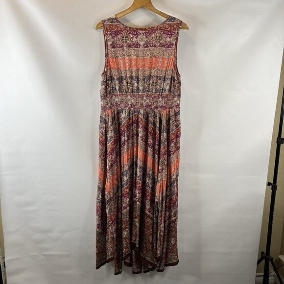 Bila Womens Maxi Dress Size XXL Multicolor Damask Sleeveless Crochet Scoop Neck - Picture 8 of 12